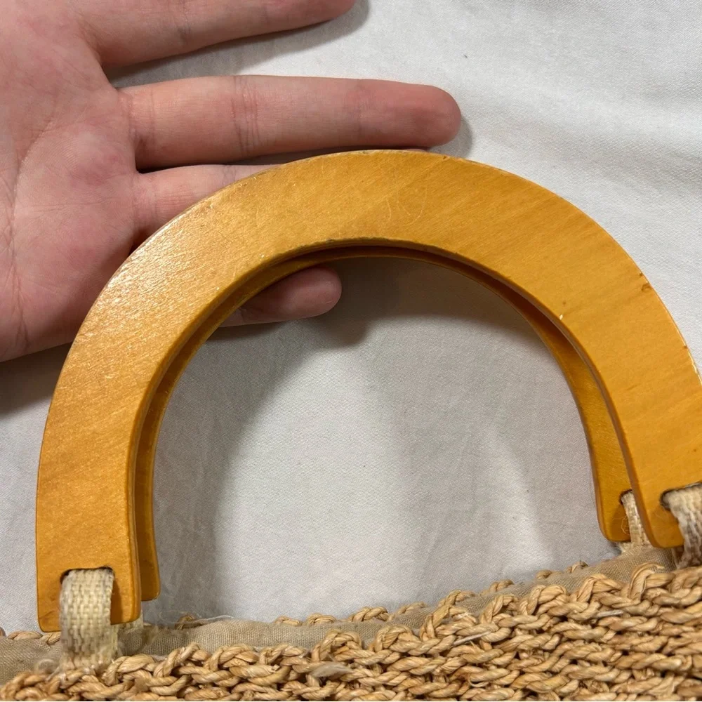 Faded Glory Rattan Tan and Brown Woven Clutch